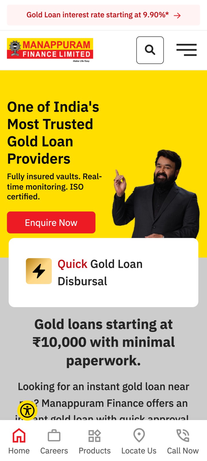 Where "Doorstep enquiry" leads: the home page.