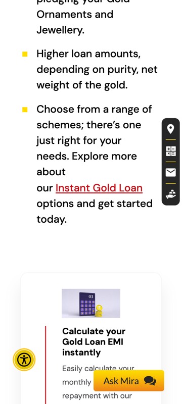 Gold Loan page on a phone, screen 4: EMI calculator