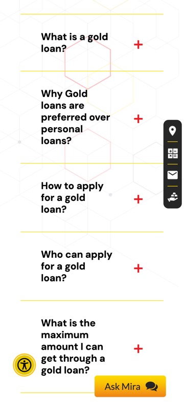 Gold Loan page on a phone, screen 7: Questions and answers