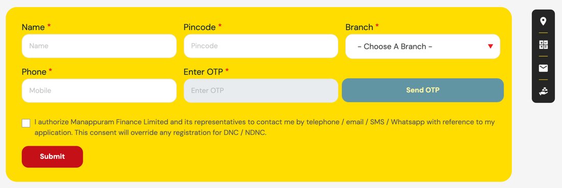 Same form on a 1366 wide computer, same day. The side menu sits outside the yellow form, so on computers only the tick box and the DNC sentence are problems.